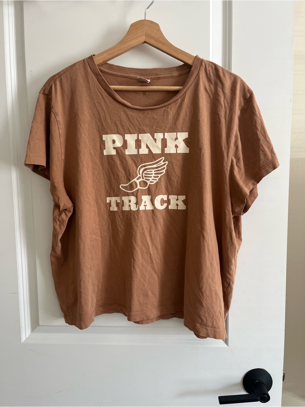 PINK Victoria Secrets Tan Track Crop Tee Sz XXL